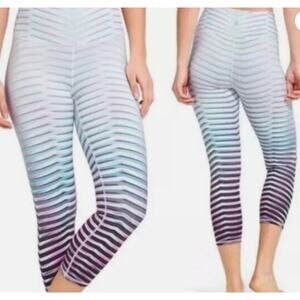 Athleta S Prism High-Rise‎ Chaturanga Capri Leggings Multi-Color Stripe Athletic